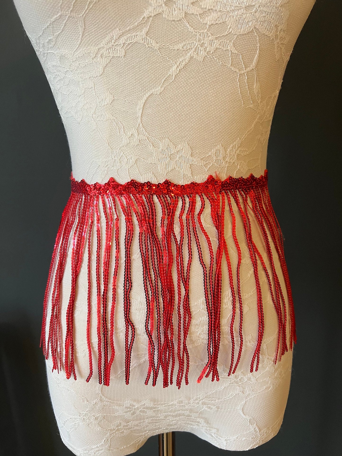 Red Sequins Fringe, 8" Long, 8 Colour Options
