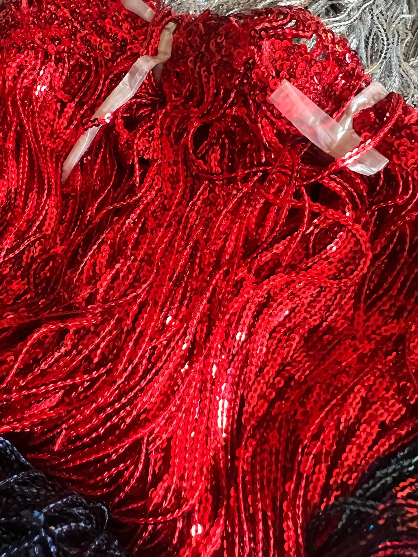Red Sequins Fringe, 8" Long, 8 Colour Options