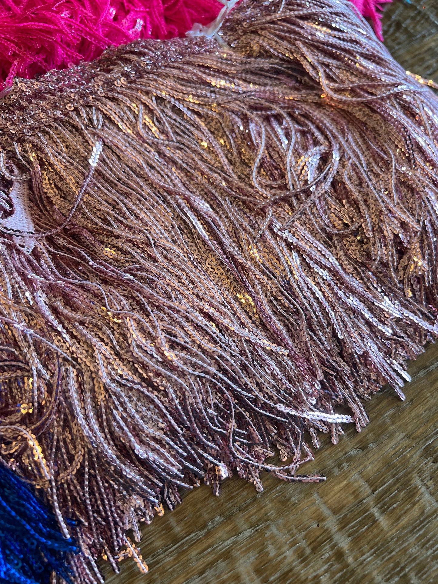 Light Pink Sequins Fringe, 8" Long, 8 Colour Options