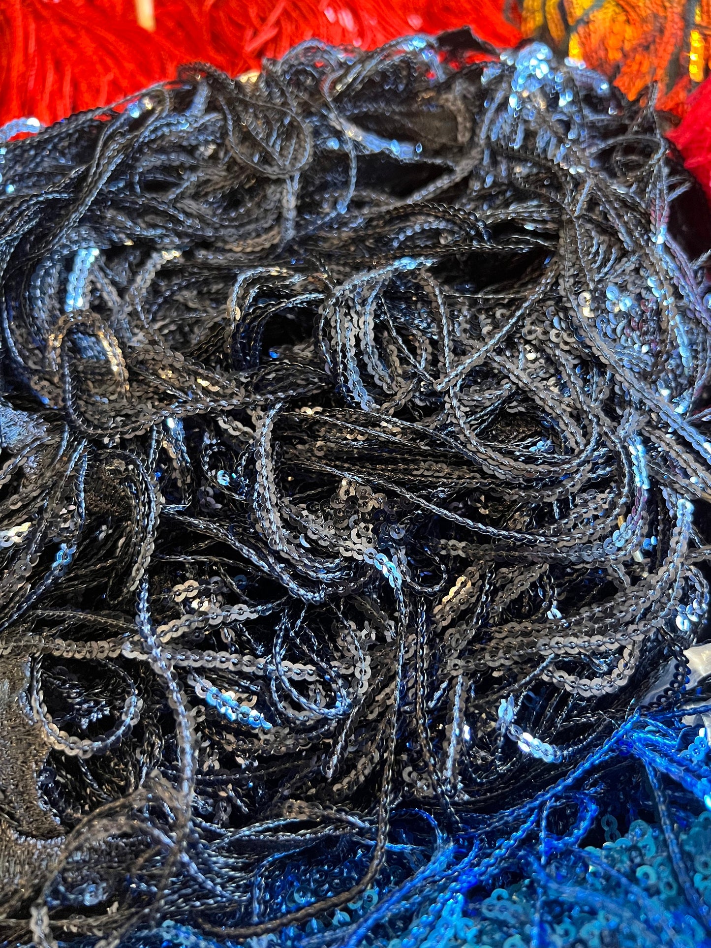 Navy Sequins Fringe, 8" Long, 8 Colours