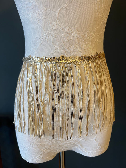 8” Long Sequins Fringe, Gold, Dance, Party, Costumes, Performances, Carnival, Skirts, Shorts, Tops, Fashion, Sequins Fringe, 8 colours