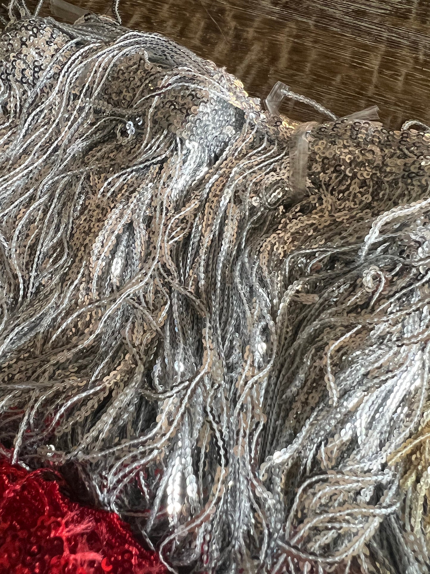 Silver Sequins Fringe, 8" Long, 8 Colours