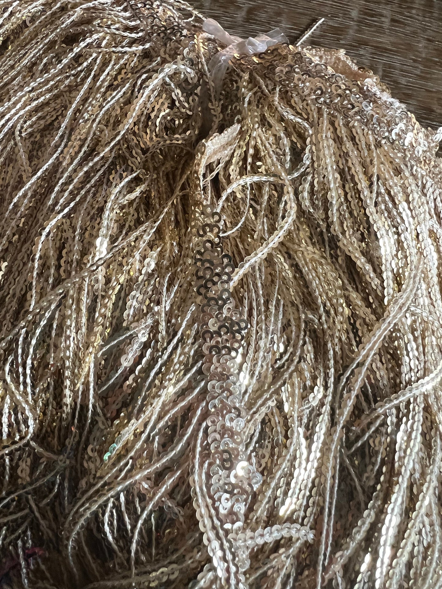 Gold Sequins Fringe Trim, 8" Long, Dance Costume Embellishment