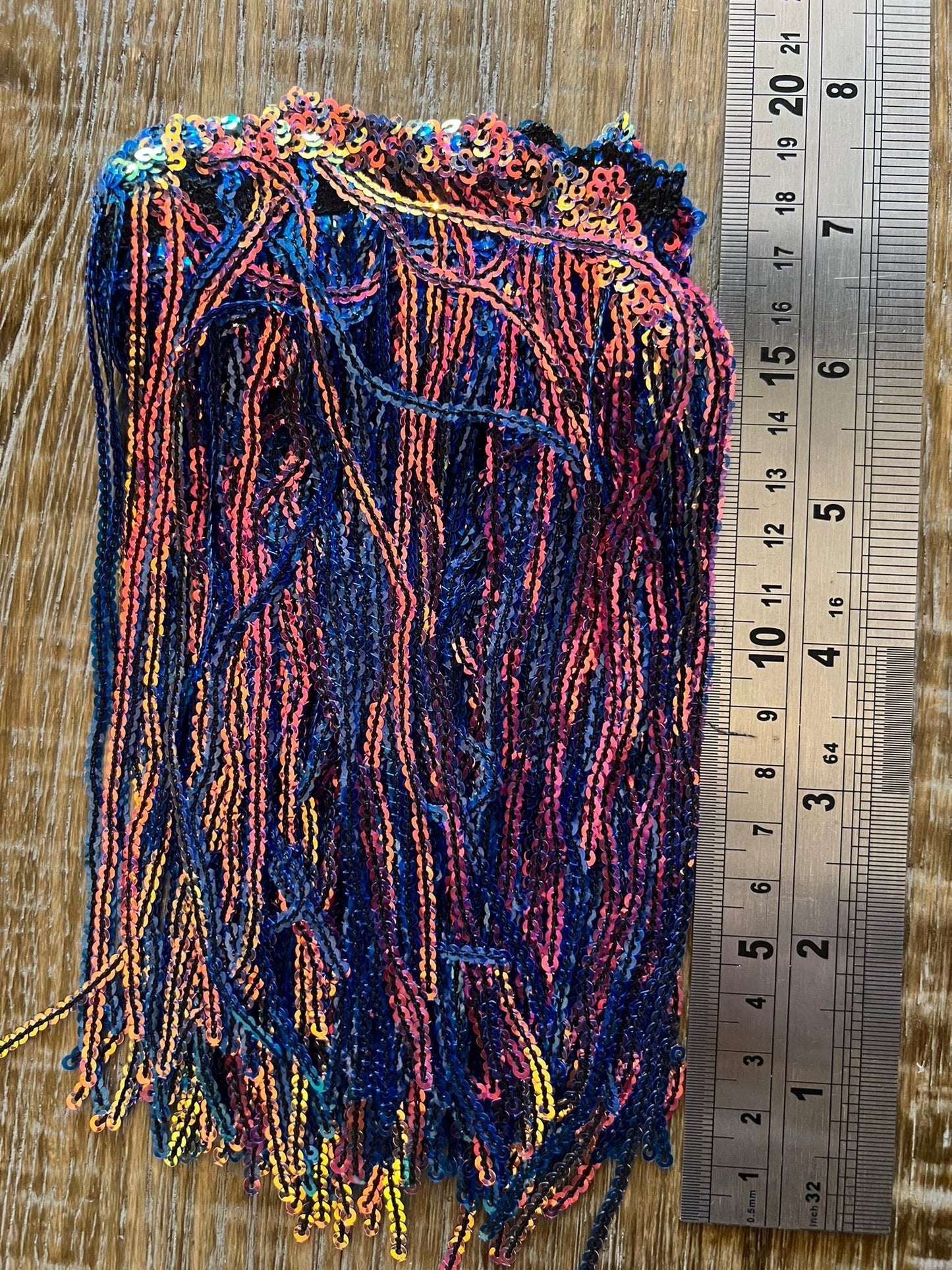 Silver Sequins Fringe, 8" Long, 8 Colours