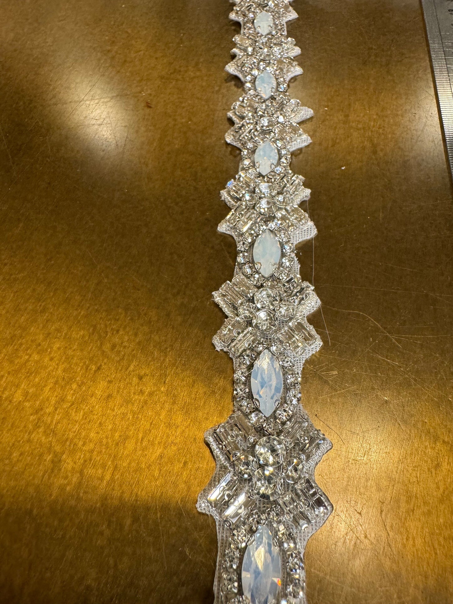 Rhinestone Wavey Diamante Trim, Wedding Dress, Bridal, Belt, Bridalwear, Wedding Dresses, Bead Applique, Silver, Sew on, Iron on, 2.8cm Wide