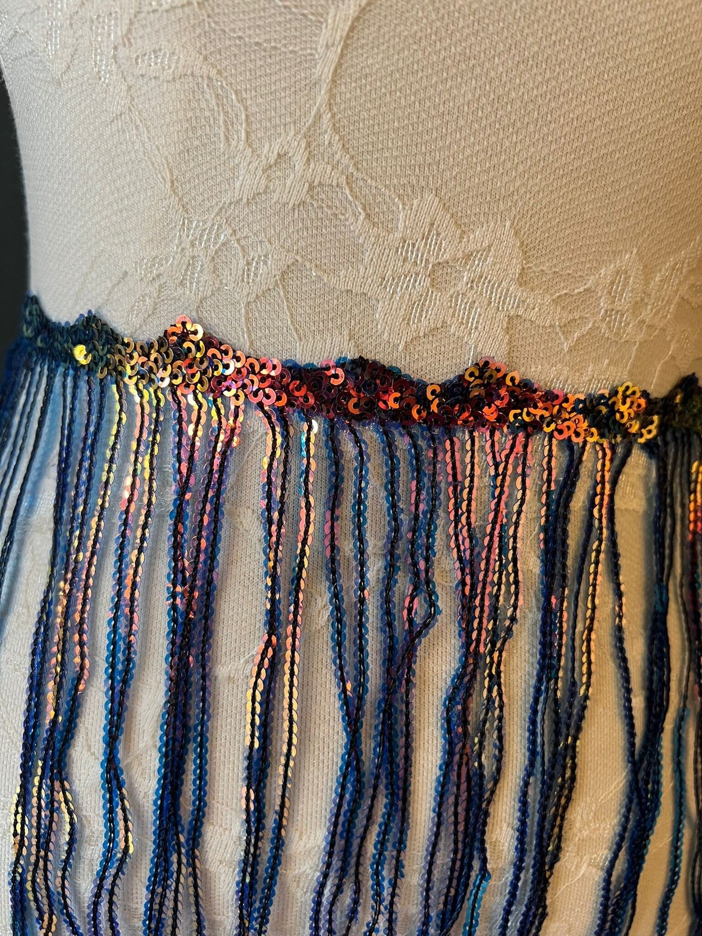 8" Mermaid Blue Sequins Fringe, 8 Colour Options