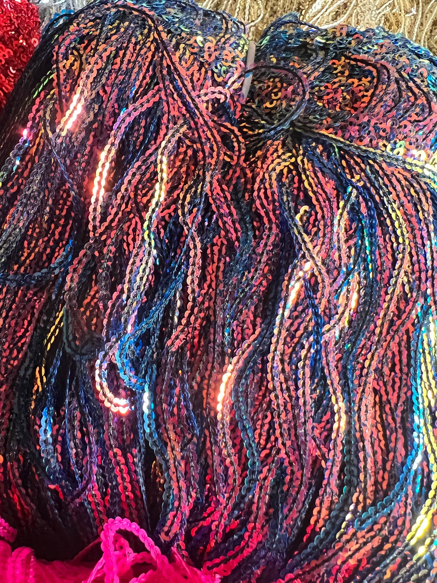 8" Mermaid Blue Sequins Fringe, 8 Colour Options