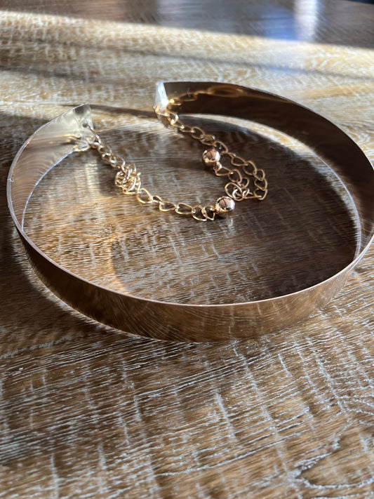 Metal Gold Mirror Waist Belt, Chains UK Size 6-16, High Shine 3.5cm