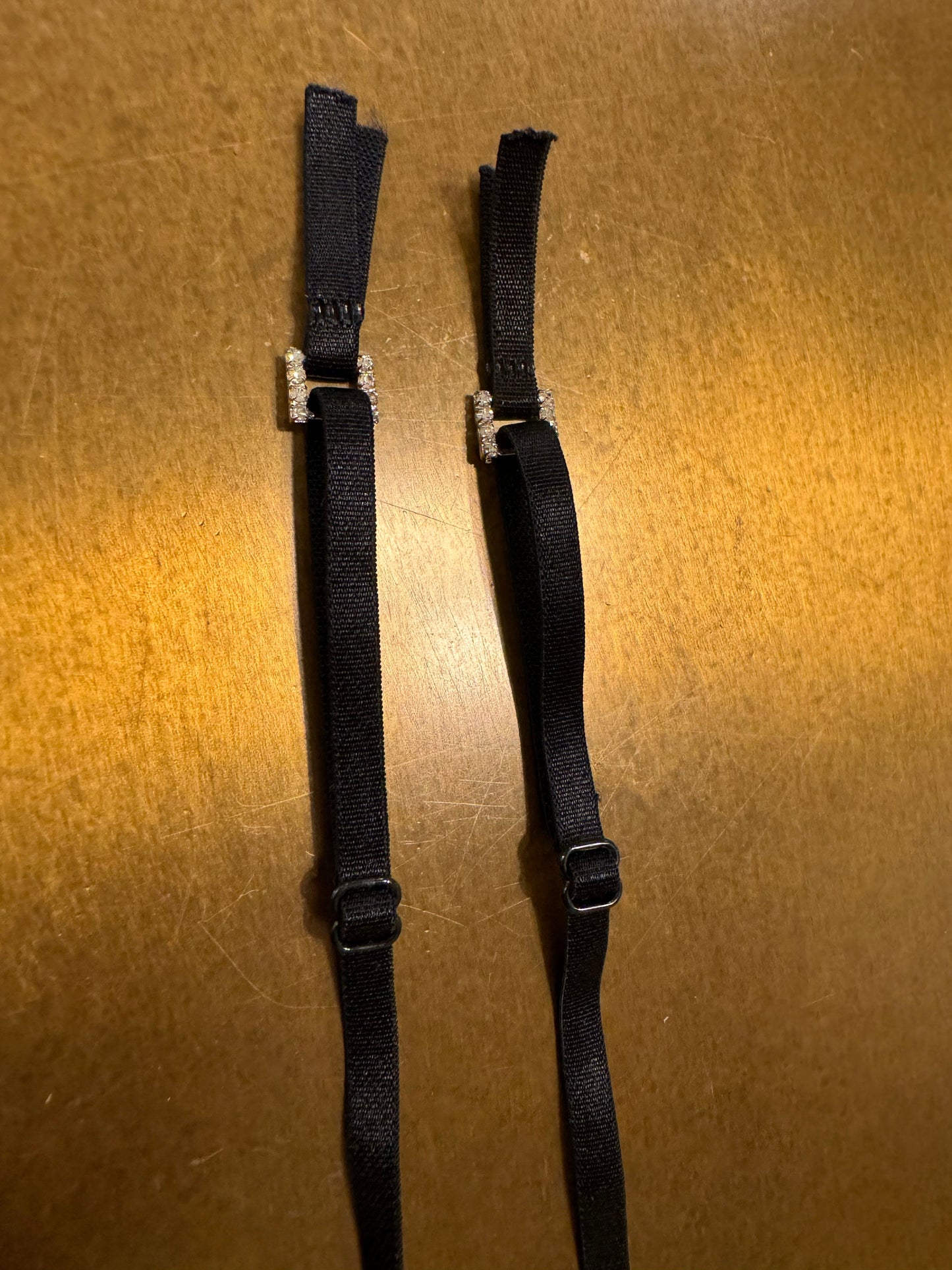6mm Rhinestone Buckle Bra Straps, Black Elasticated Lingerie Straps