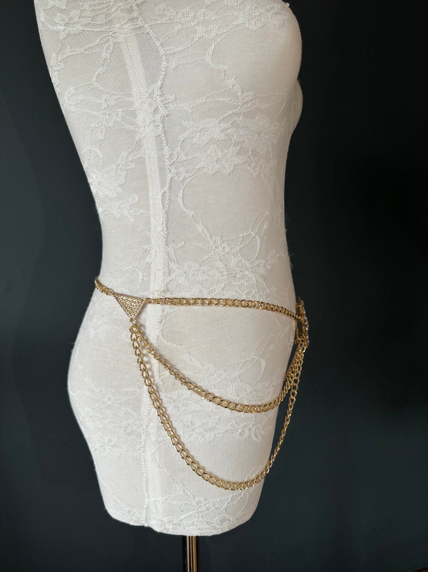 Butterfly Rhinestone Gold Chain Belt, Fashion Body Jewelry