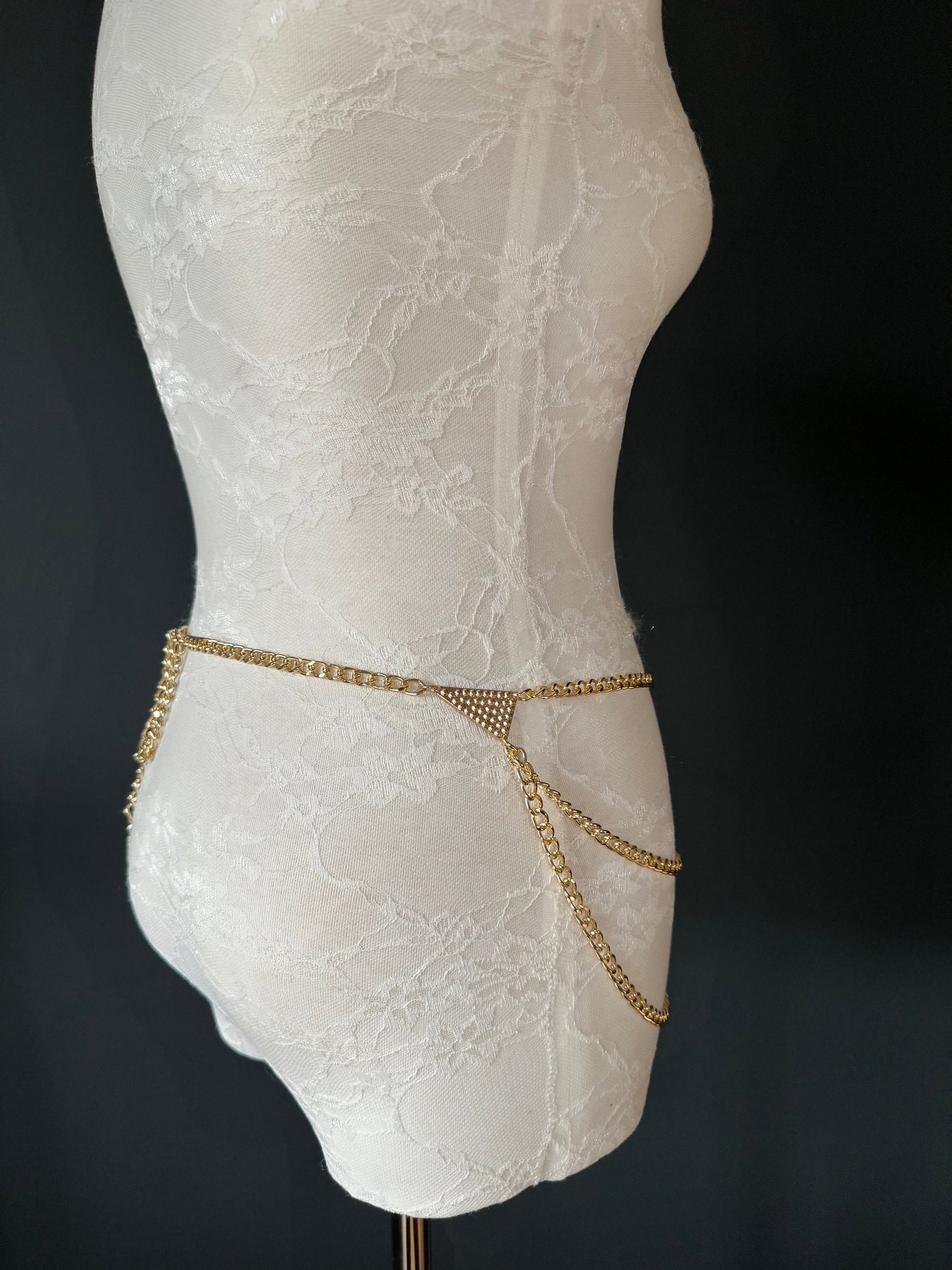 Butterfly Rhinestone Gold Chain Belt, Fashion Body Jewelry