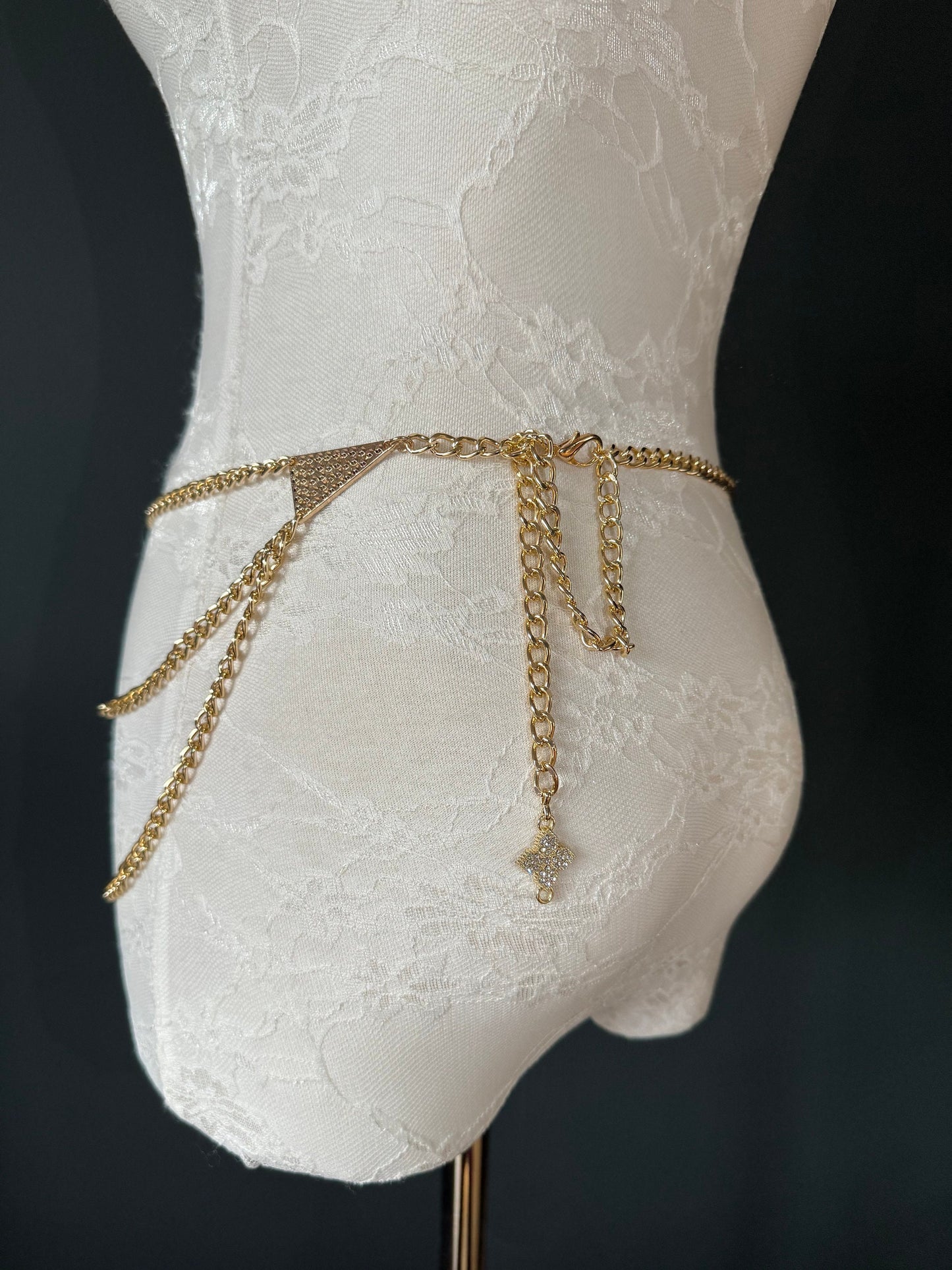 Butterfly Rhinestone Gold Chain Belt, Fashion Body Jewelry