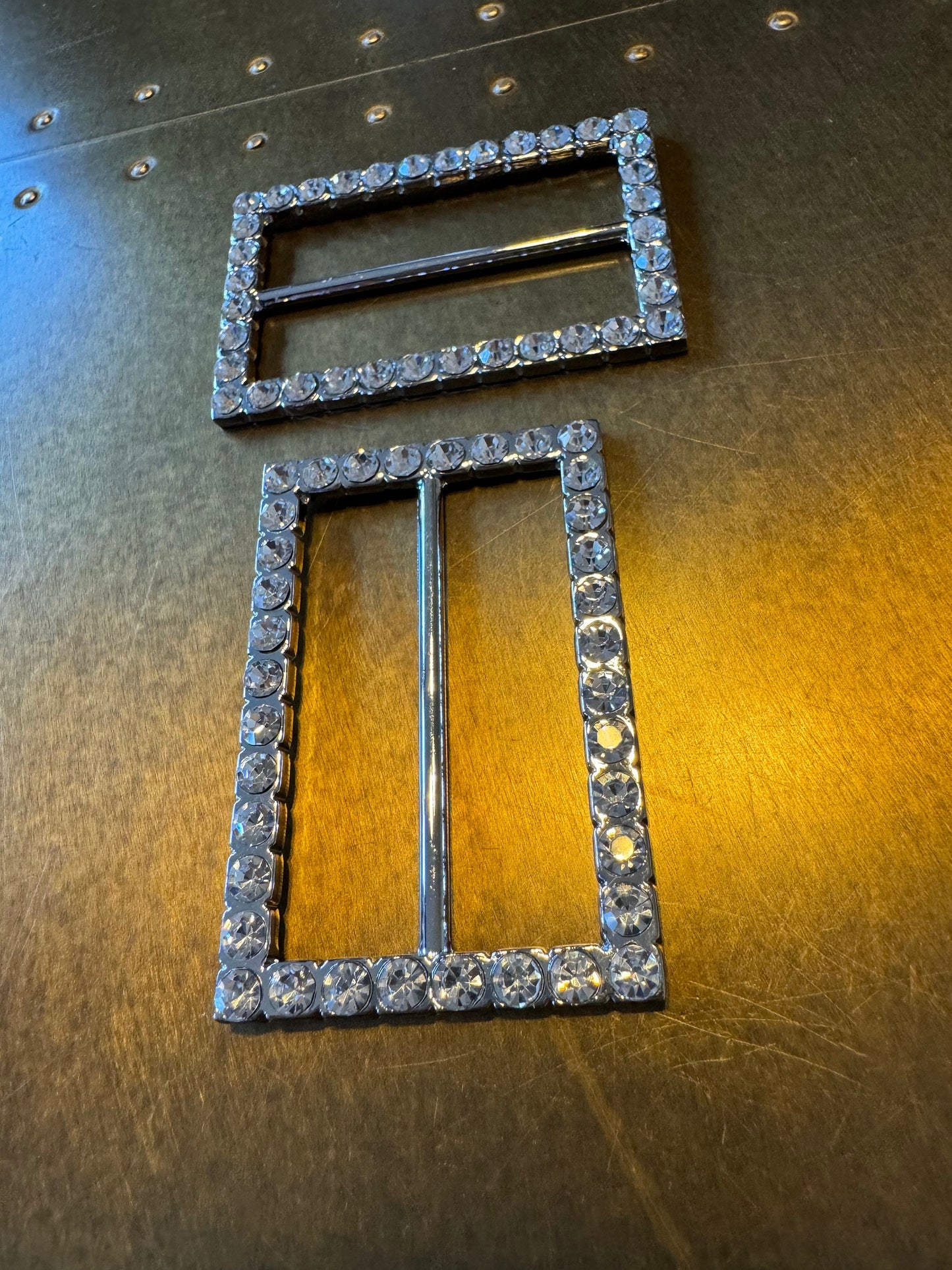 Rhinestone Buckle, Silver Diamanté Buckle, 2” Middle Bar, 6cm x 4cm size, Slider, Belt Buckle