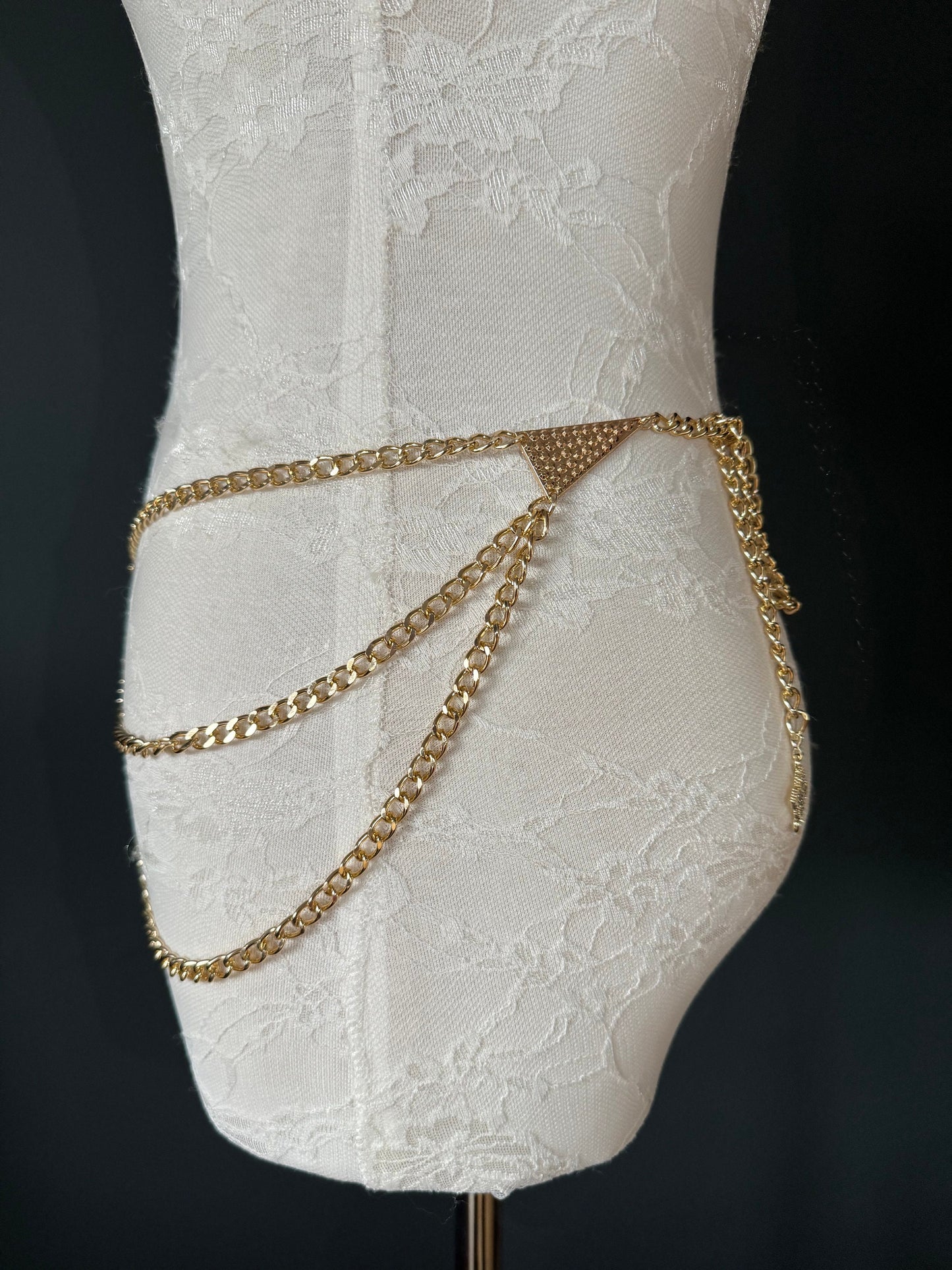 Butterfly Rhinestone Gold Chain Belt, Fashion Body Jewelry
