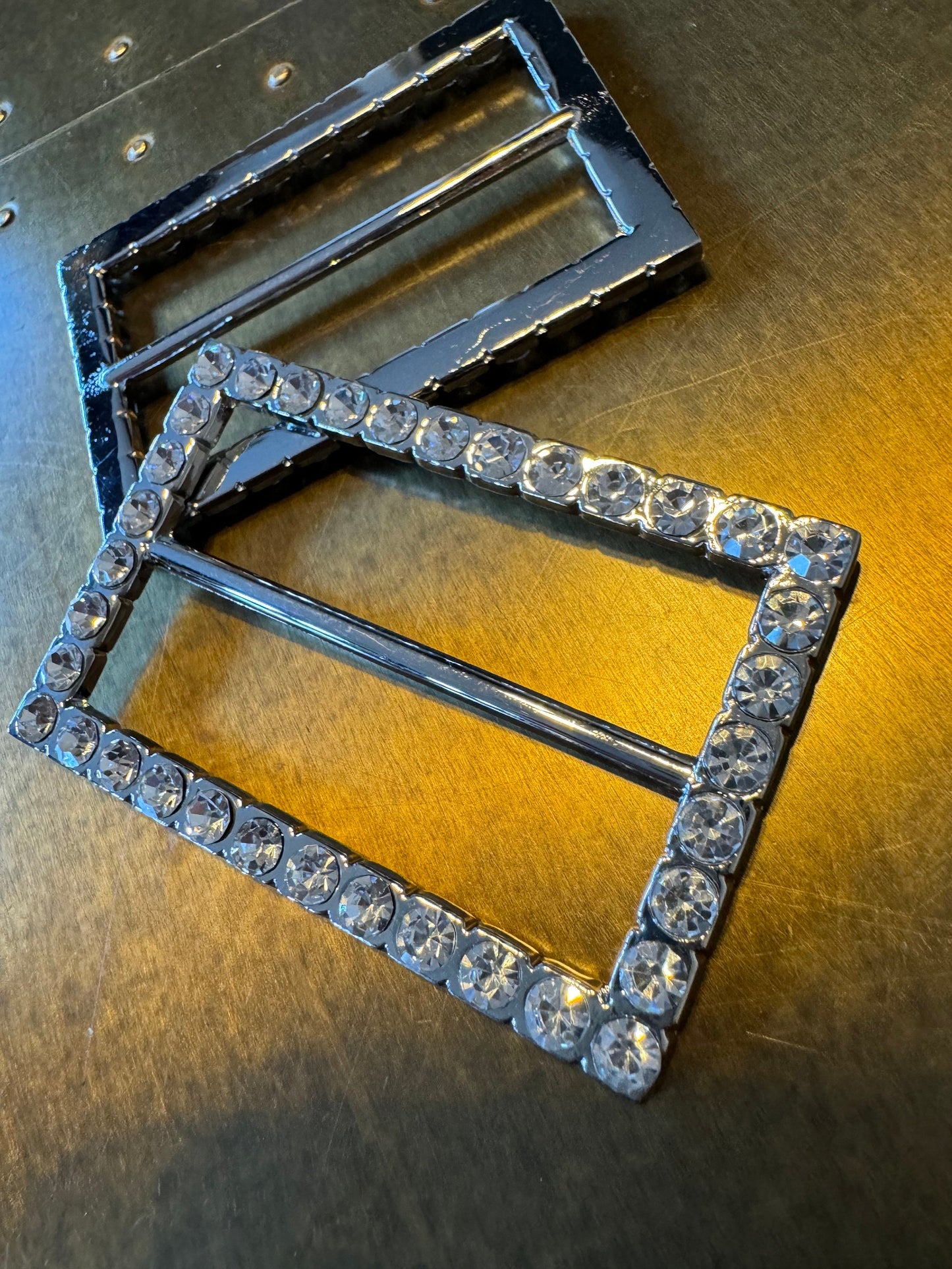 Rhinestone Buckle, Silver Diamanté Buckle, 2” Middle Bar, 6cm x 4cm size, Slider, Belt Buckle