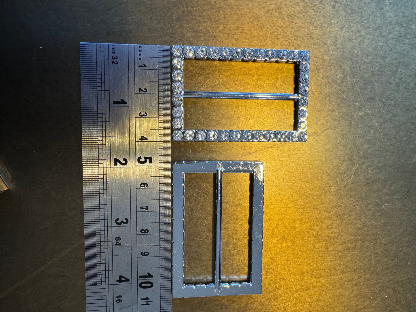 Rhinestone Buckle, Silver Diamanté Buckle, 2” Middle Bar, 6cm x 4cm size, Slider, Belt Buckle