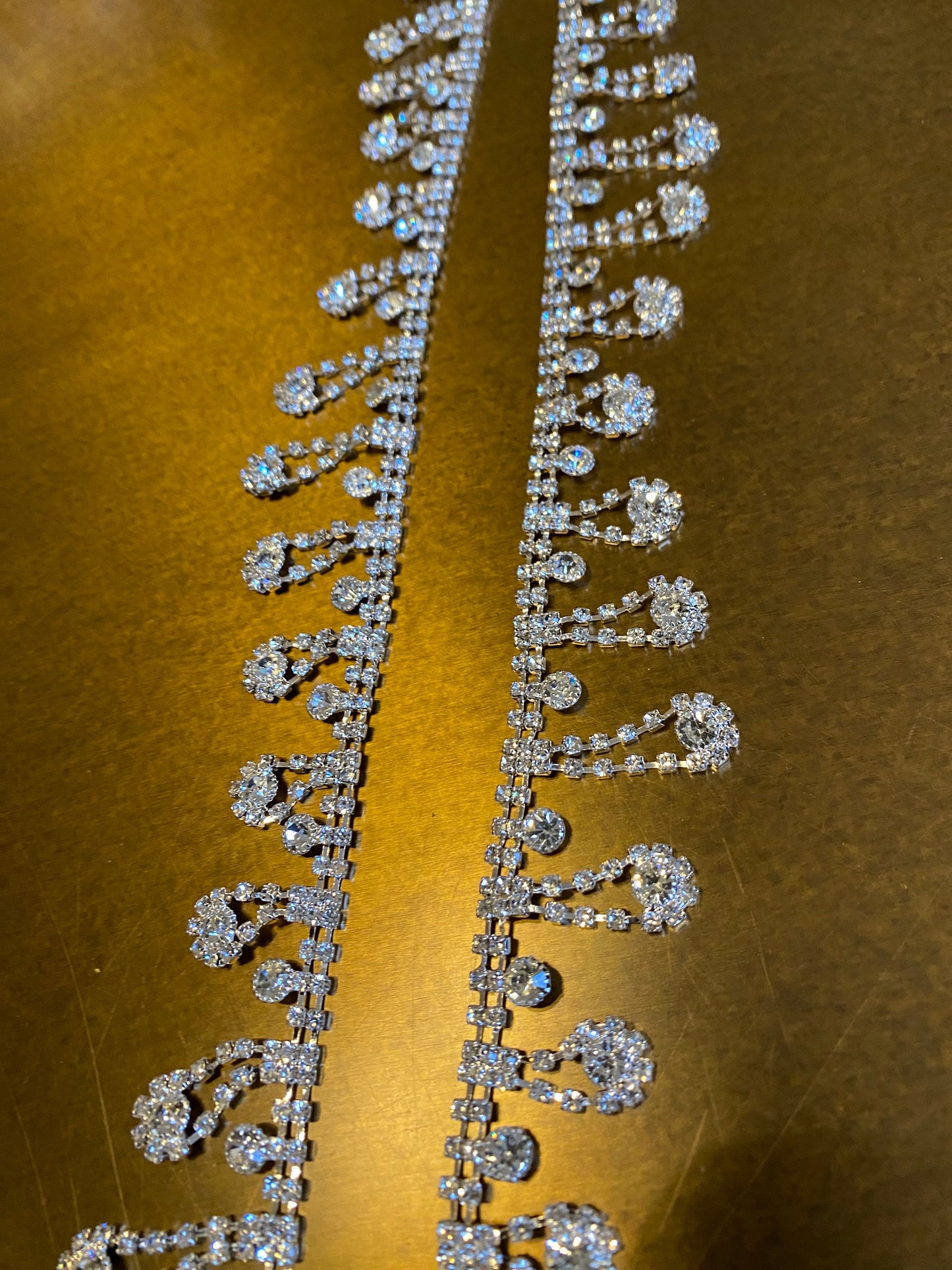 Diamanté Rhinestone Fringe Trim, Silver Bridal Jewel, 3cm Drop