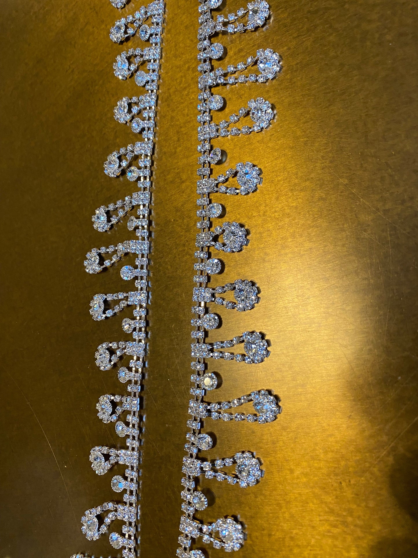 Diamanté Rhinestone Fringe Trim, Silver Bridal Jewel, 3cm Drop