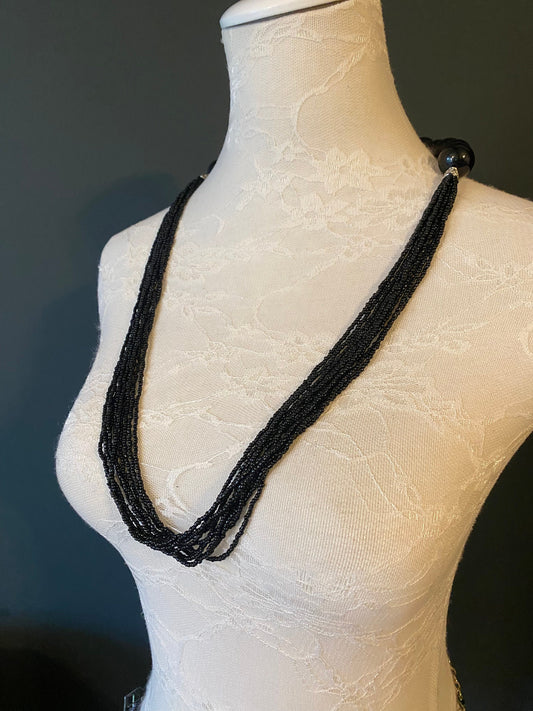 Beaded Necklace, Black Bead Necklace, Woman’s necklace, Fashion Necklace, Dress, FAN Design