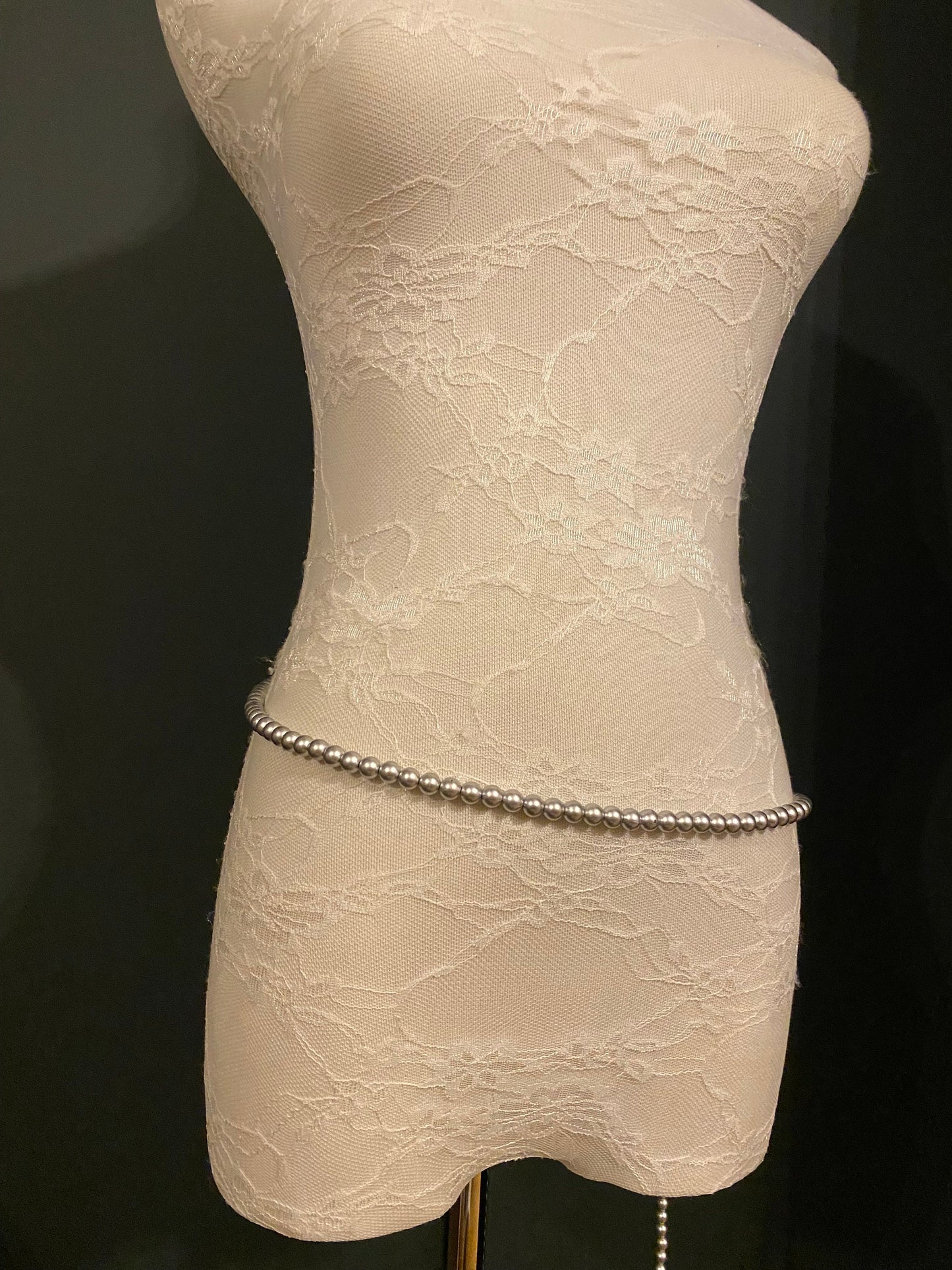 Beaded Belt, Grey Bead Belt, Fashion, FAN Design, Dress Belt, Swimwear, UK 4-32