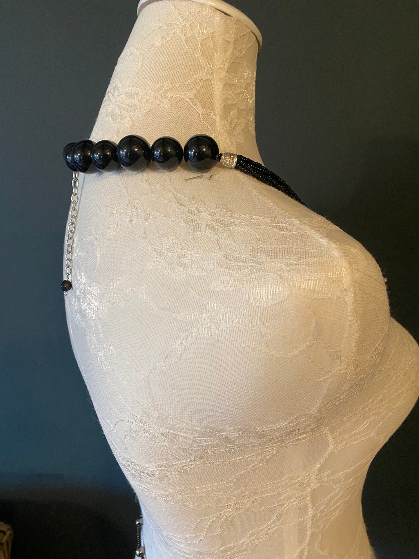 Black Bugle Bead Necklace, FAN Design