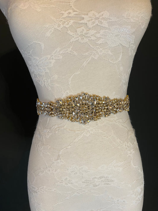 Jewel Belt, Bridal Belt, Black Satin Tie, Bridesmaid, Elegant Evening Belt, Dresses, Diamanté Rhinestone Belt