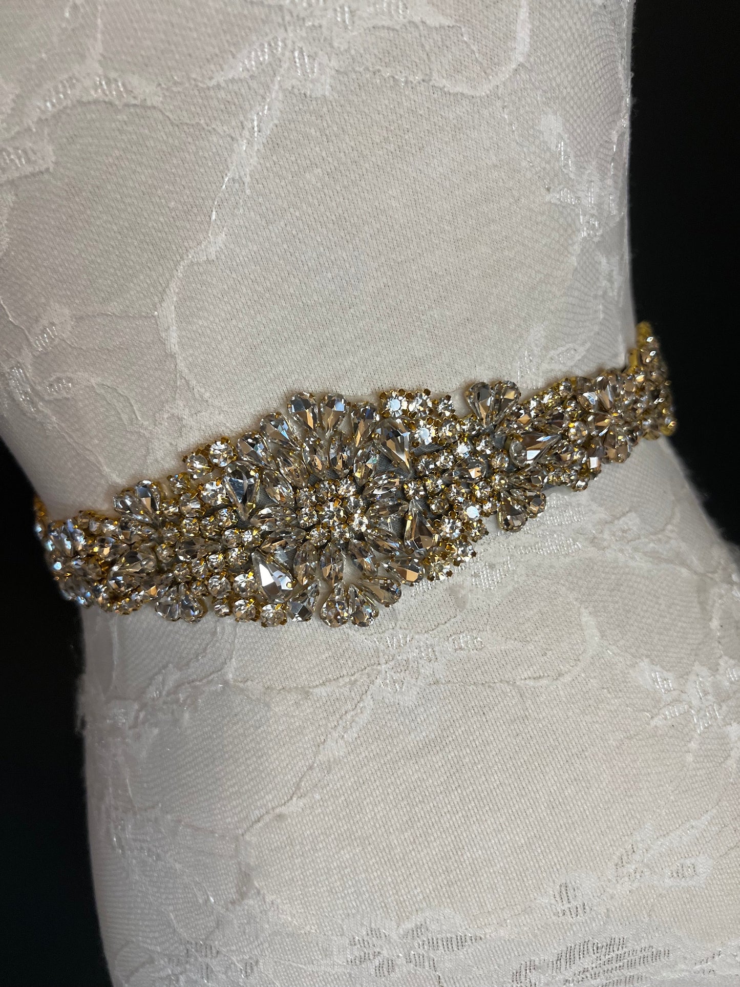 Jewel Belt, Bridal Belt, Black Satin Tie, Bridesmaid, Elegant Evening Belt, Dresses, Diamanté Rhinestone Belt