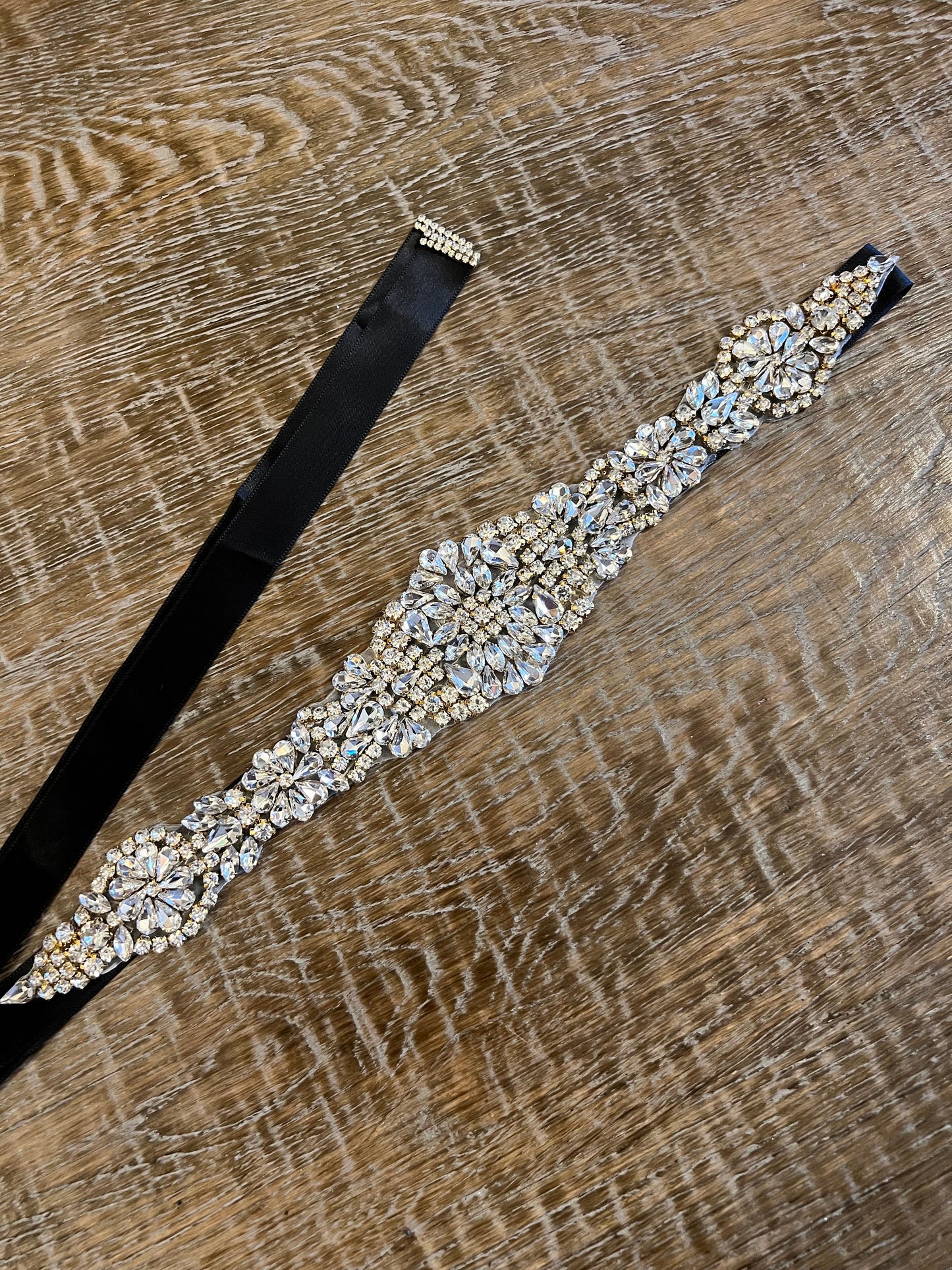 Jewel Belt, Bridal Belt, Black Satin Tie, Bridesmaid, Elegant Evening Belt, Dresses, Diamanté Rhinestone Belt