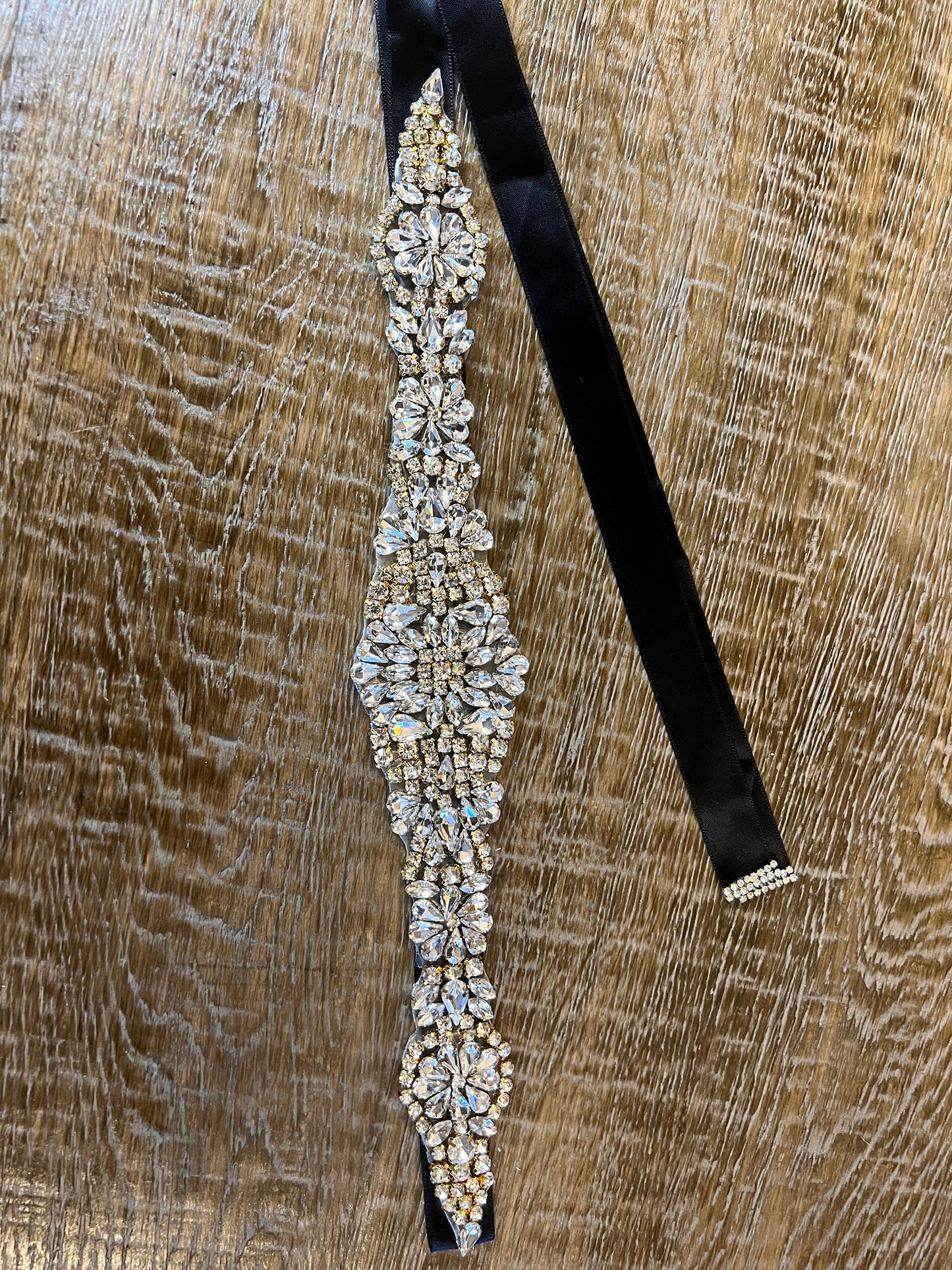 Jewel Belt, Bridal Belt, Black Satin Tie, Bridesmaid, Elegant Evening Belt, Dresses, Diamanté Rhinestone Belt