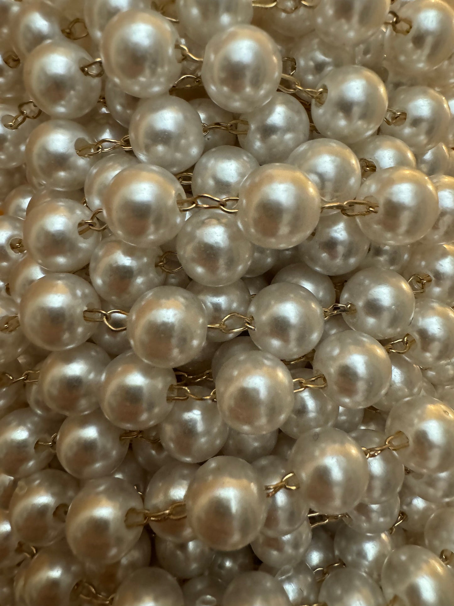 Pearl Chain, 1cm Pearls on Chain, Pearl Beads, Gold Chain, Ivory Pearls, Chain, Straps, Necklace, Belt, Festival, Elegant