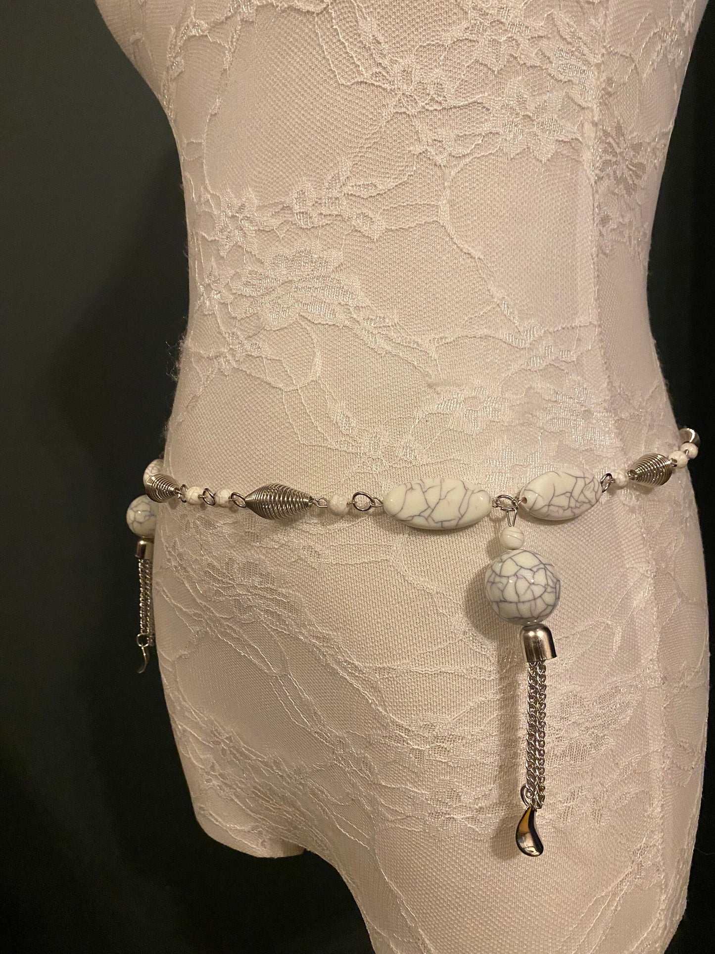 Marble Bead Tassel Chain Belt – Handmade to Measure 18–60 Inch Waist