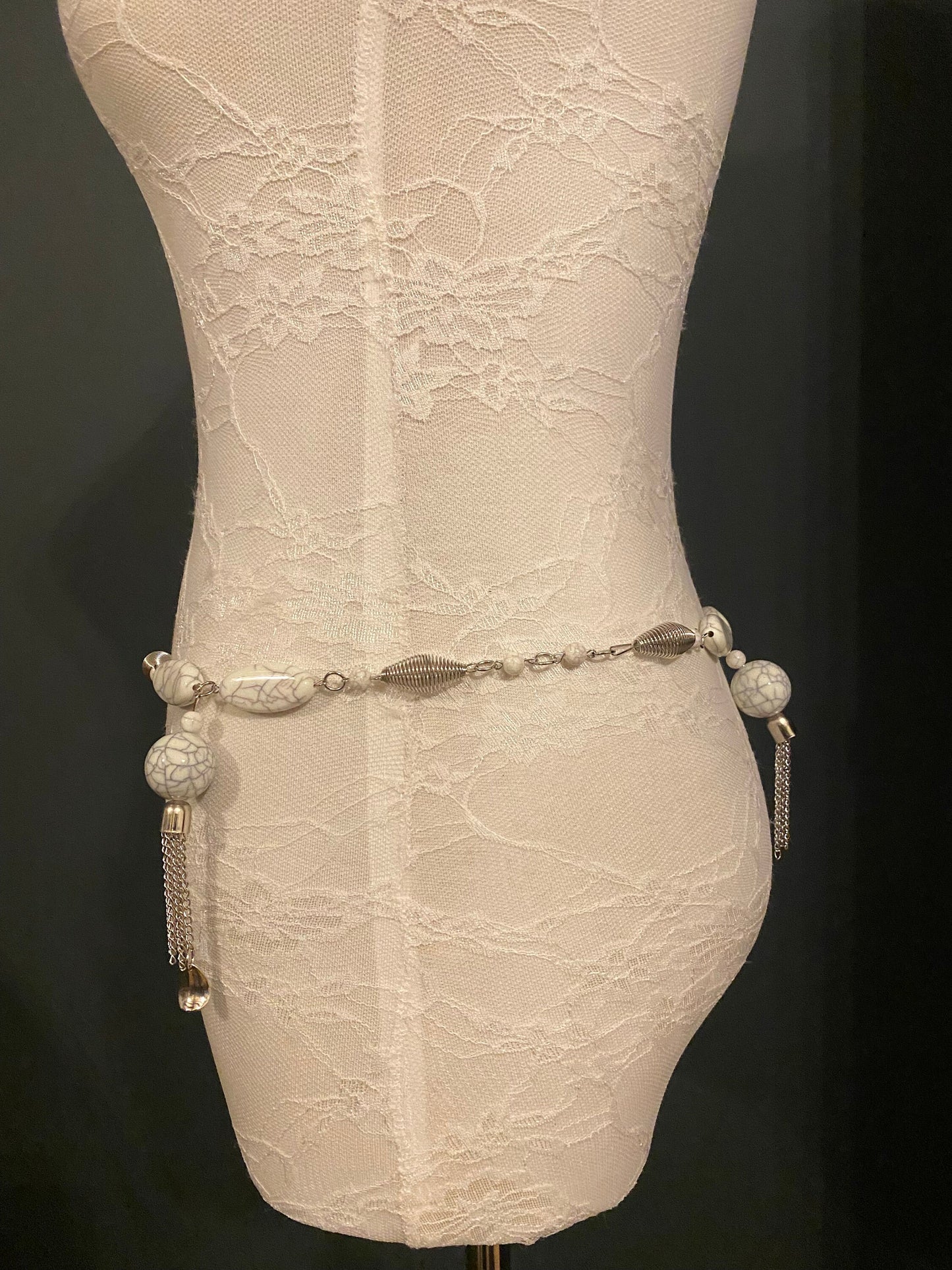 Marble Bead Tassel Chain Belt – Handmade to Measure 18–60 Inch Waist