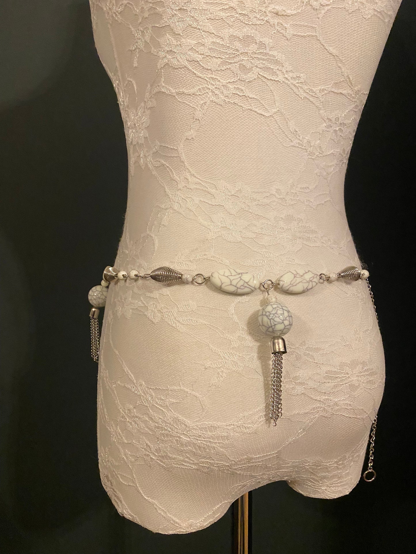 Marble Bead Tassel Chain Belt – Handmade to Measure 18–60 Inch Waist