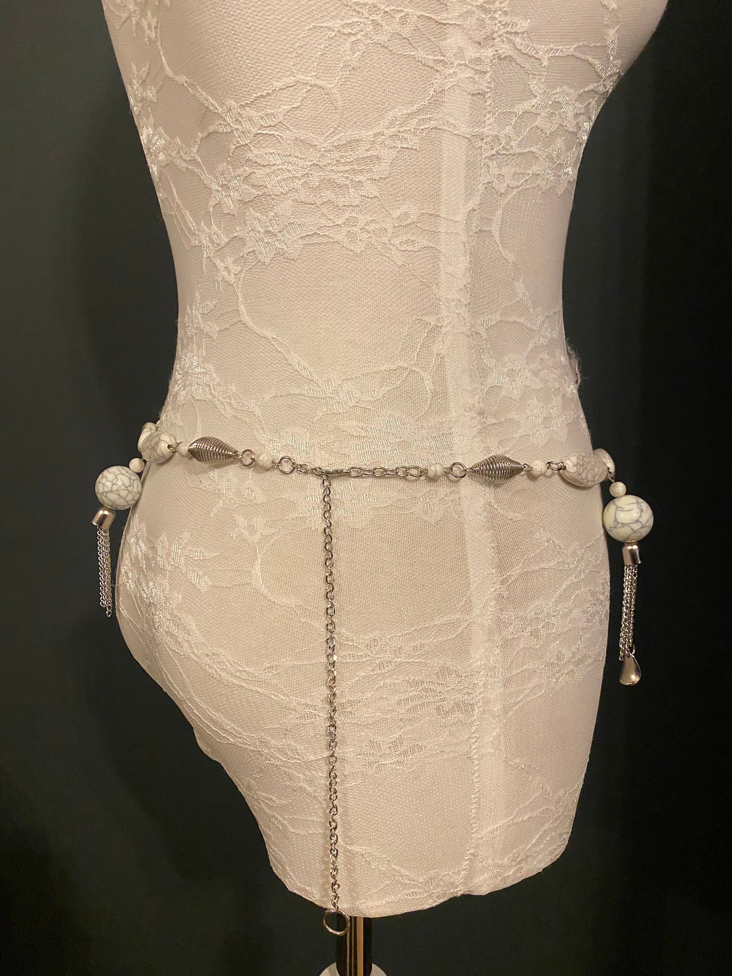 Marble Bead Tassel Chain Belt – Handmade to Measure 18–60 Inch Waist