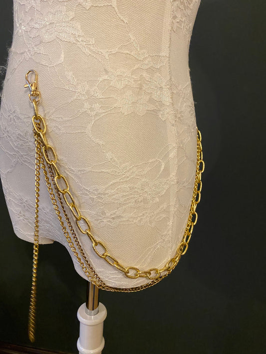 Jeans Chain, Gold Layered Chain, Body Chain, Elegant Jeans Chain, Bag Chain, Festival, Gold, Fashionable, Fashion, FAN Design