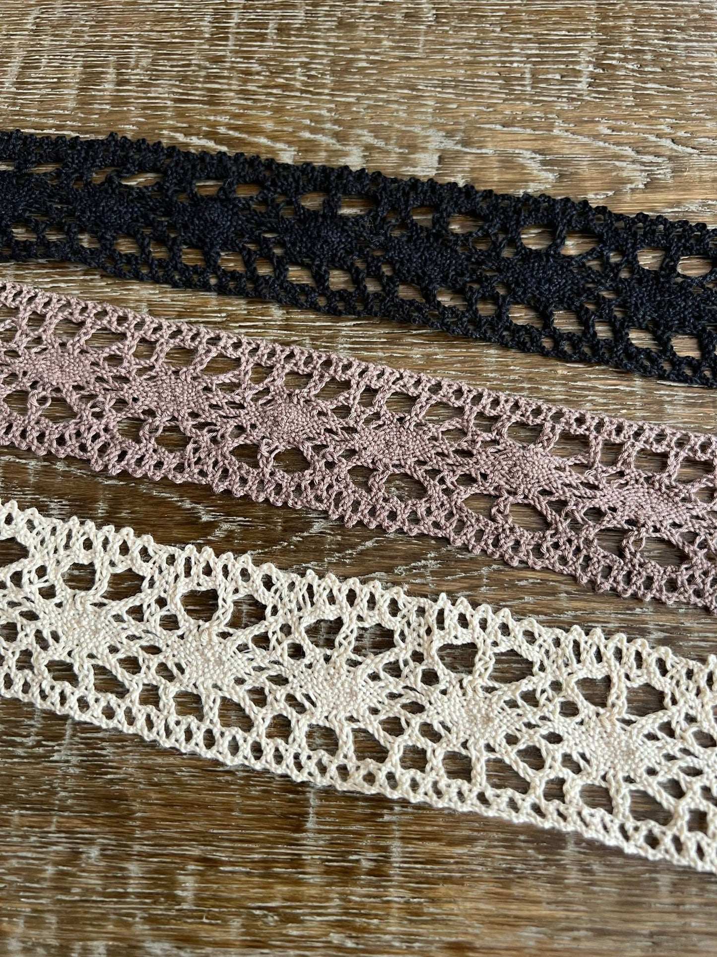 45mm Wide Cotton Lace, Black, Ecru, Mocha Cotton Lace Trim