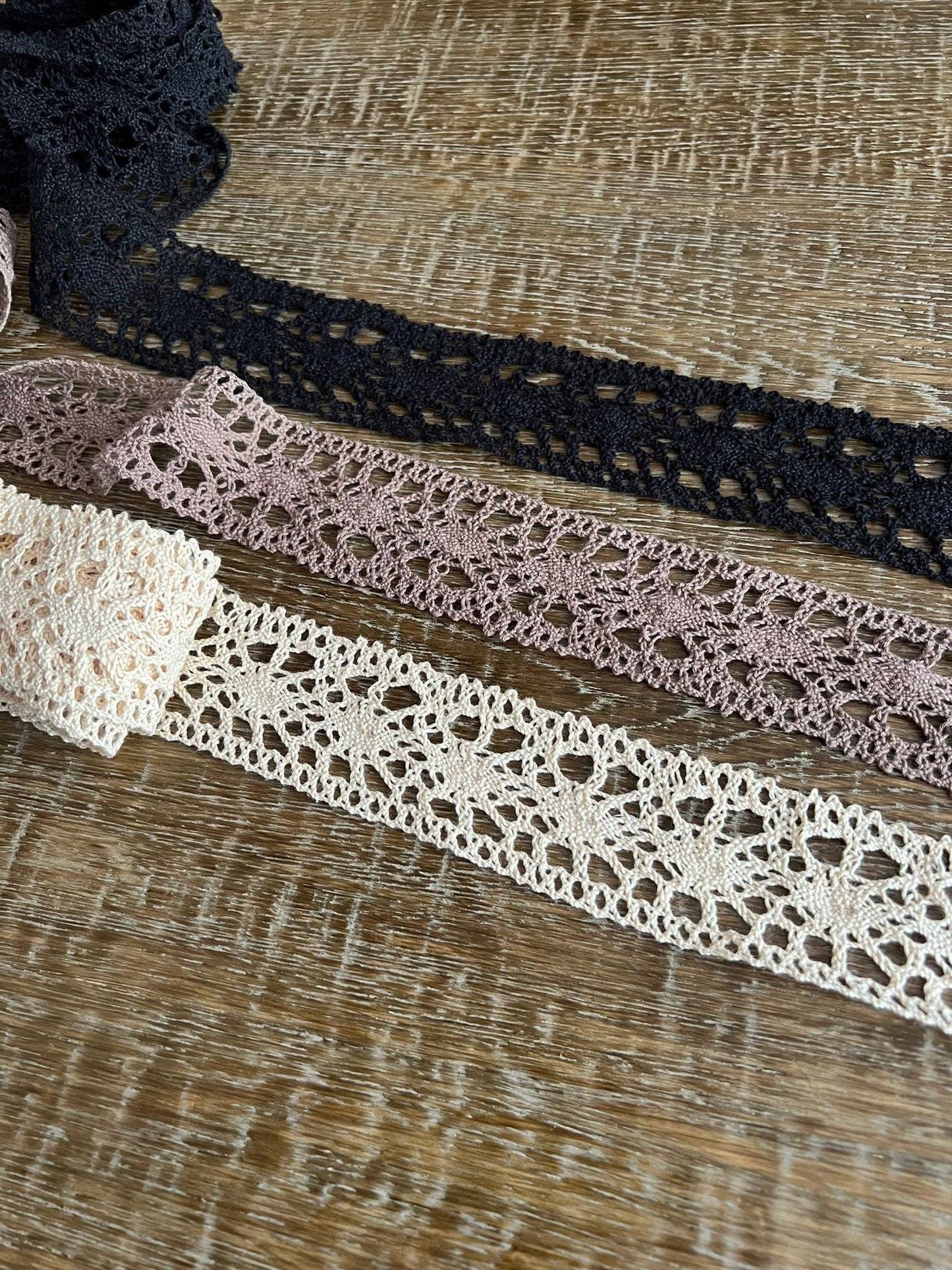 45mm Wide Cotton Lace, Black, Ecru, Mocha Cotton Lace Trim