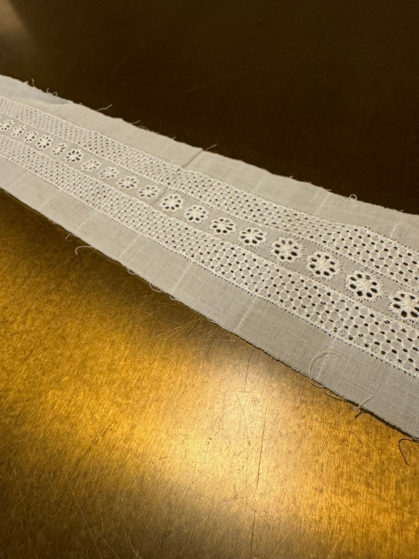 White Embroidery Anglaise Lace, 7cm Wide