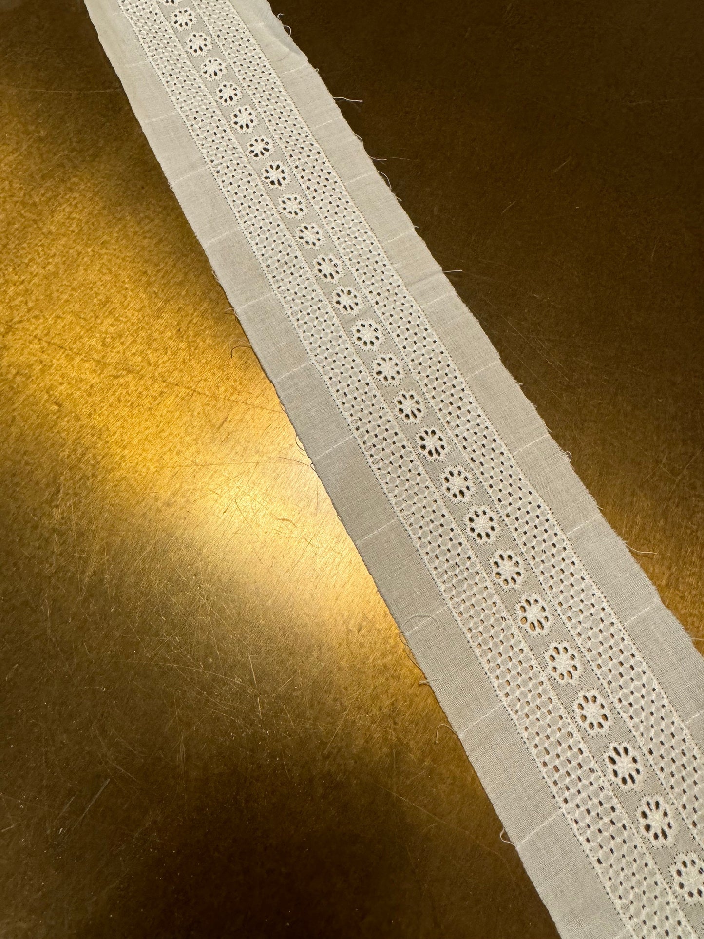 White Embroidery Anglaise Lace, 7cm Wide