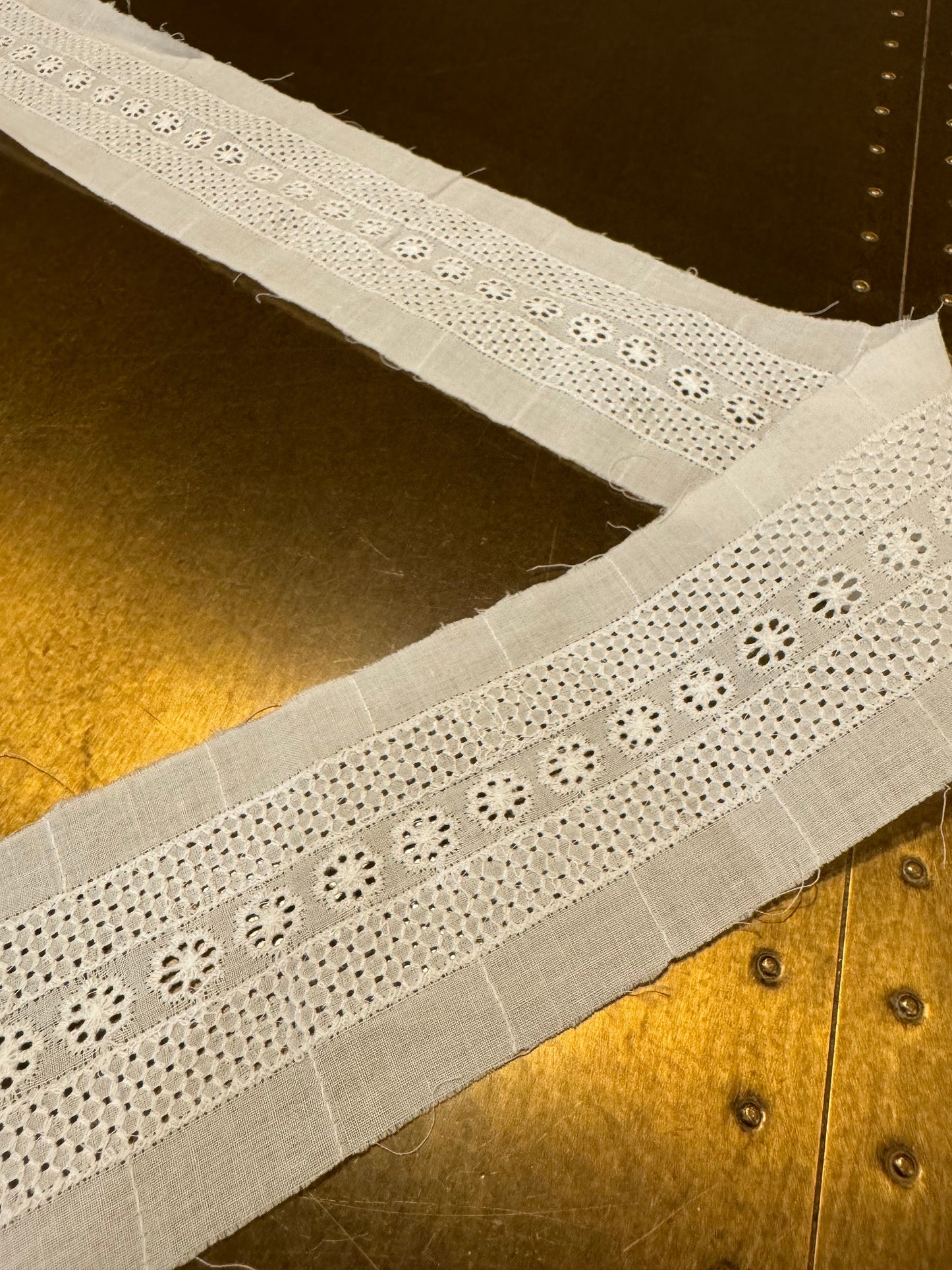 White Embroidery Anglaise Lace, 7cm Wide
