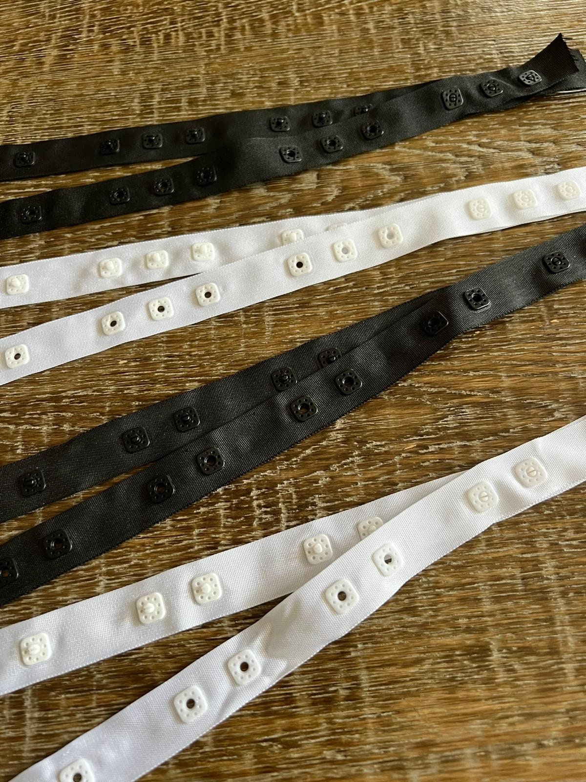 Sewing Popper Tape: Black & White Stud Snap Fastening