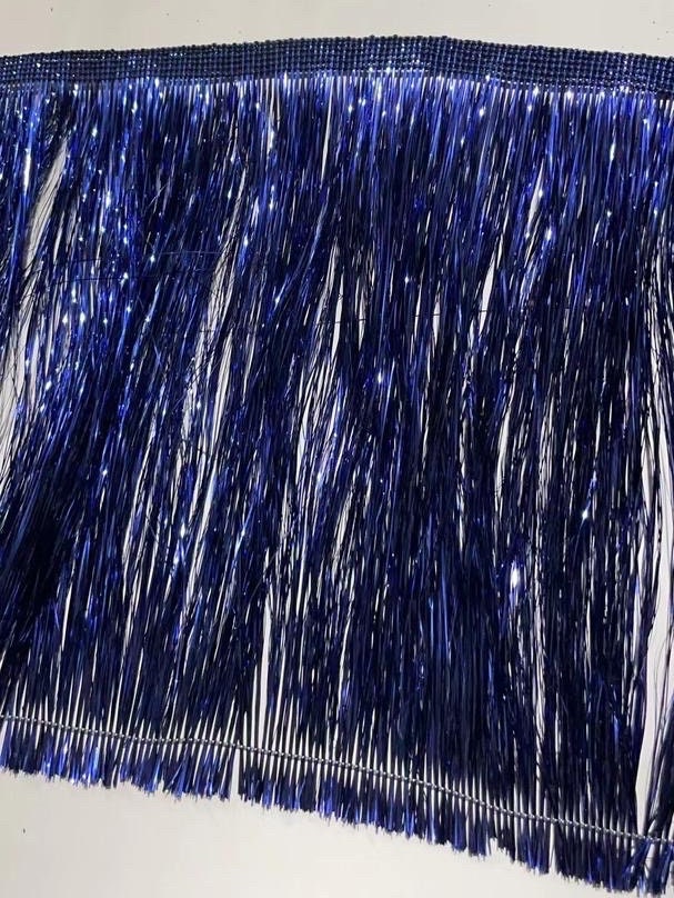 8” Wide Fringe, Navy, 17 Colours, Tinsel Fringe, Tassel Fringe, Dance Costume Trimming, Clothing, Crafting, High Quality, Navy