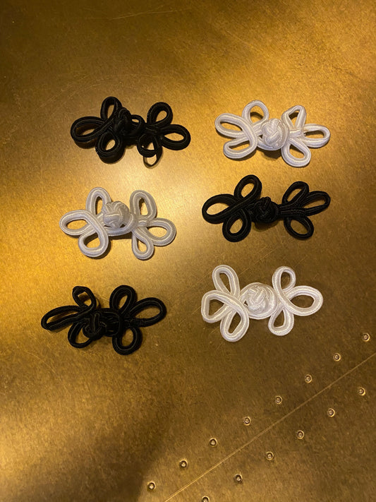 2pairs, Traditional Chinese Frogs fasteners closure buttons, Black, Ivory, 3”x 1.5”