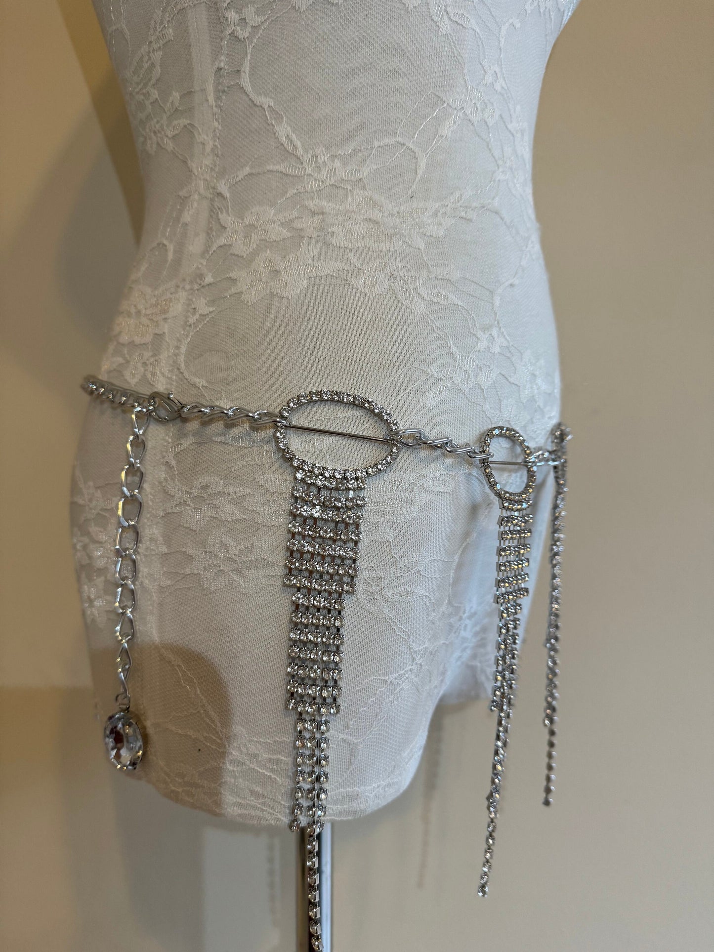 X-long Belt, Fringe Rhinestone belt, Diamanté Belt, Fashion, Fringe belt, Diamanté Jewel Belt