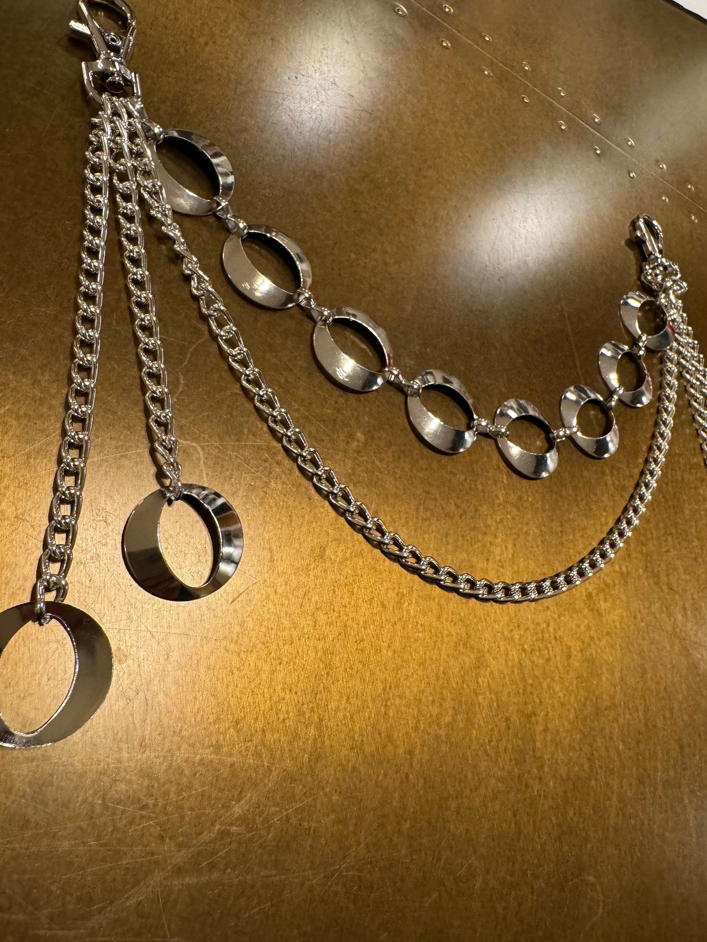 Layered Silver Jeans Chain: Hip Hop Fashion, Festival Costume 3 size selection