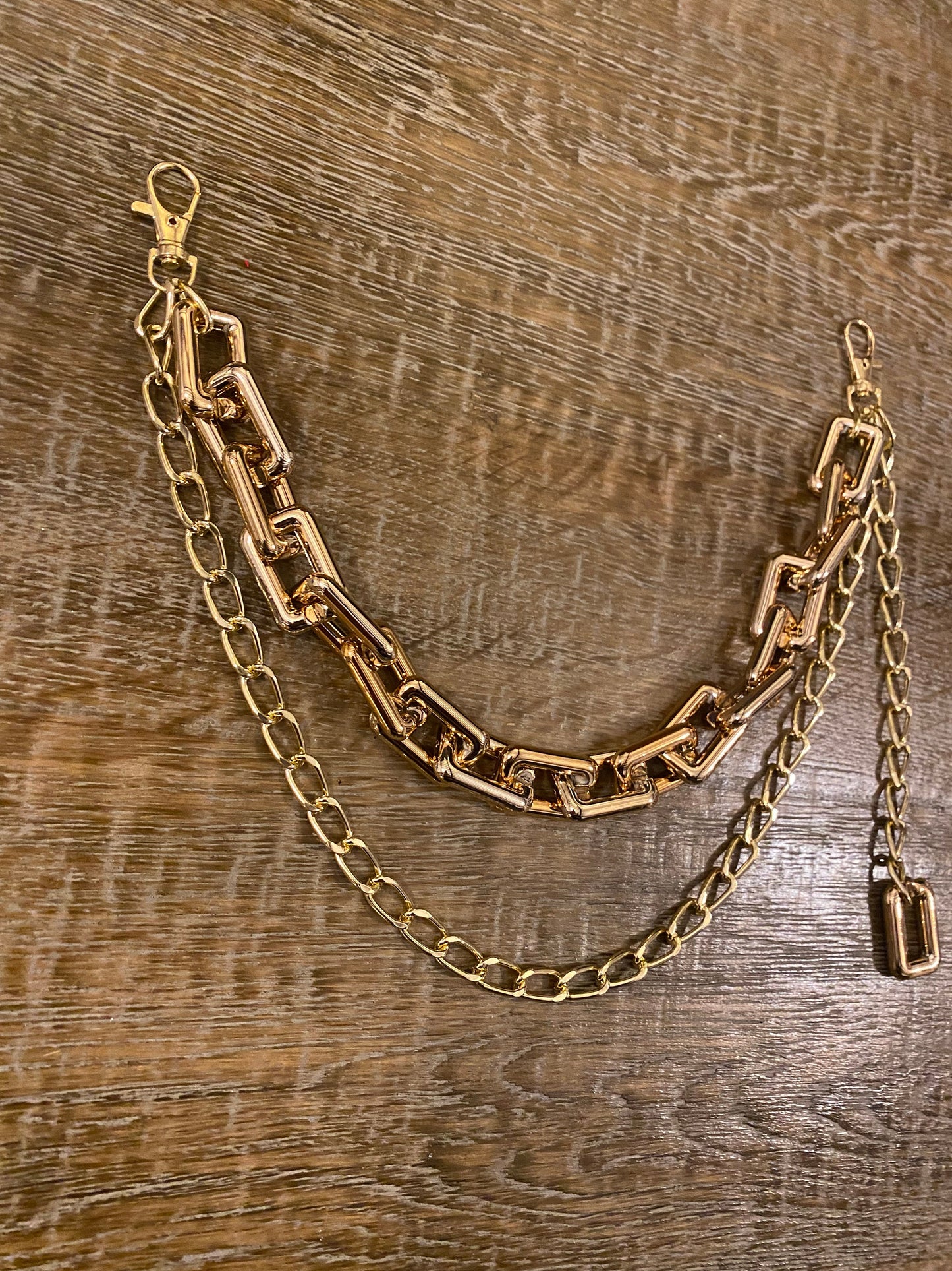 Chunky Gold Jeans Chain, FAN Design, Two-Row Pants Accessory