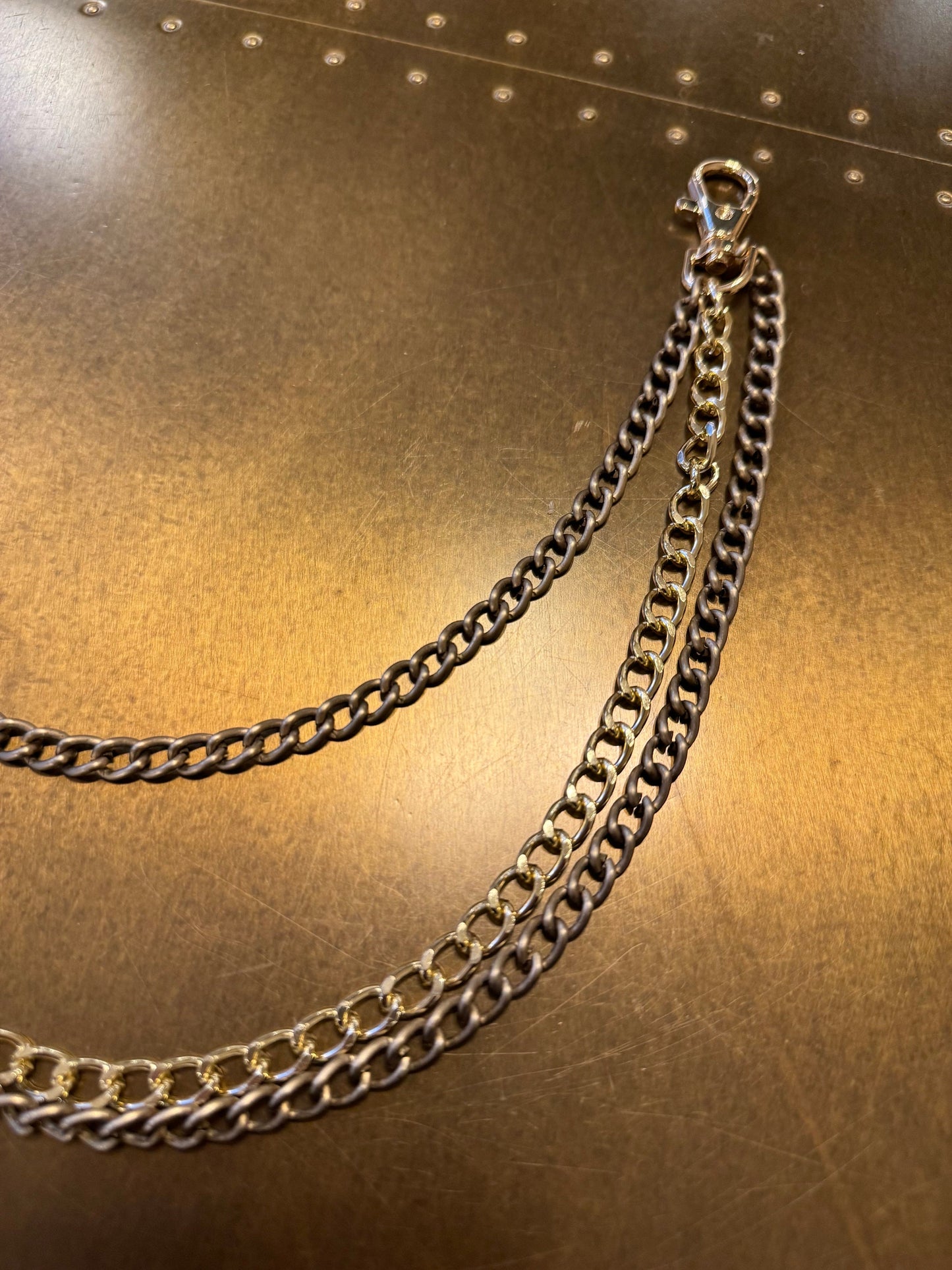 Layered Jeans Chains, 4 size selection, Gold, Antique Brass