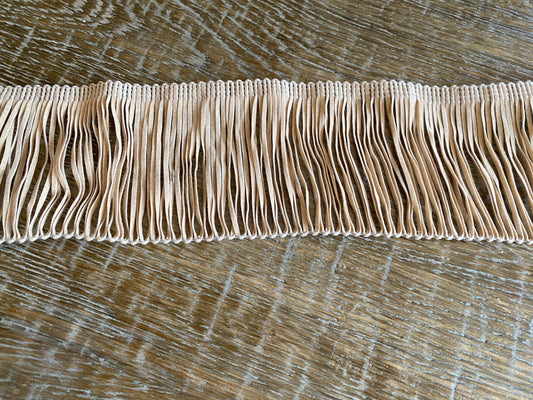 Faux suede fringe, Fawn colour fringe, classic colour fringe, 3” wide fringe