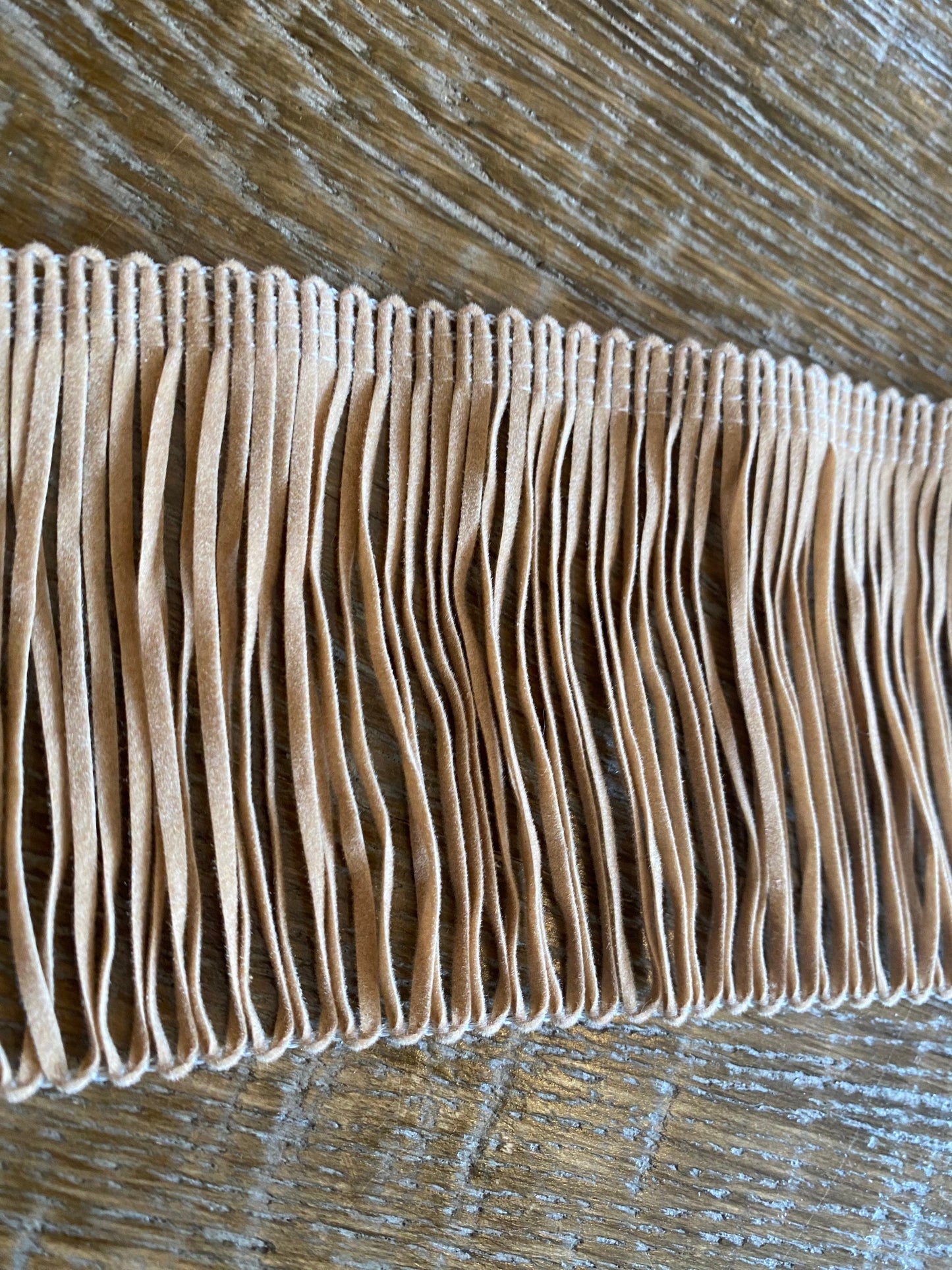 Fawn Faux Suede Fringe, 3" Wide, Upholstery Trim