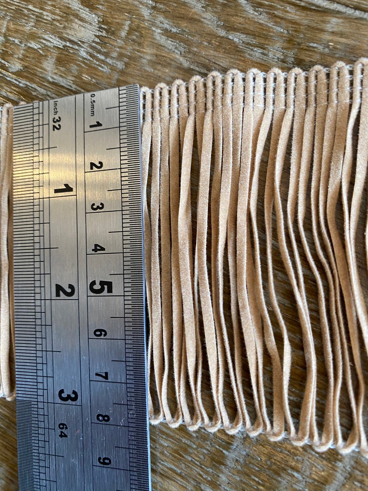 Fawn Faux Suede Fringe, 3" Wide, Upholstery Trim
